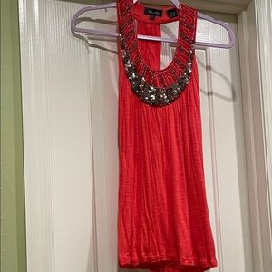 Miss Me Coral Sleeveless Embellished Blouse